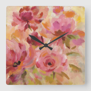Horloge Carrée Bouquet de Roses