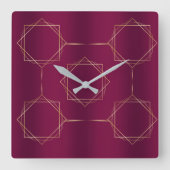 Horloge Carrée Bourgogne et or (Recto)