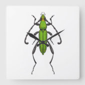 Horloge Carrée Bousier vert (Recto)