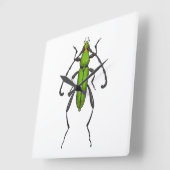 Horloge Carrée Bousier vert (Angle)