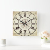 Horloge Carrée Boussole vintage (Maison)