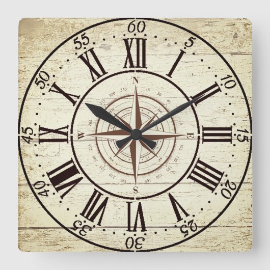 Horloge Carrée Boussole vintage (Recto)
