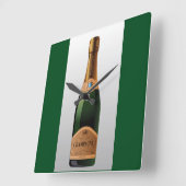 HORLOGE CARRÉE BOUTEILLE DE CHAMPAGNE (Angle)