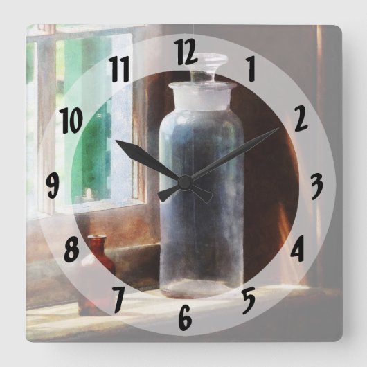 Horloge Carrée Bouteille de réactif et petite bouteille Brown (Recto)