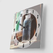 Horloge Carrée Bouteille de réactif et petite bouteille Brown (Angle)