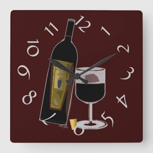 Horloge Carrée Bouteille de vin en sicle (Recto)
