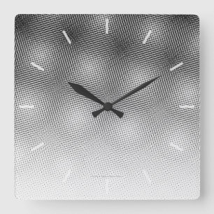 Horloge Carrée Bouton Motif Artsy Black and White Moiré
