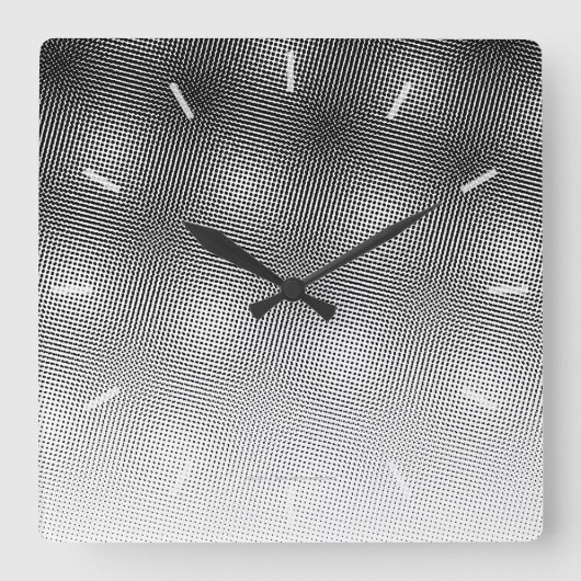 Horloge Carrée Bouton Motif Artsy Black and White Moiré (Recto)