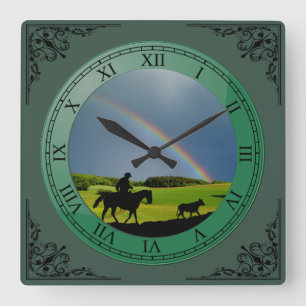 HORLOGE CARRÉE BOVINE ET VACHE
