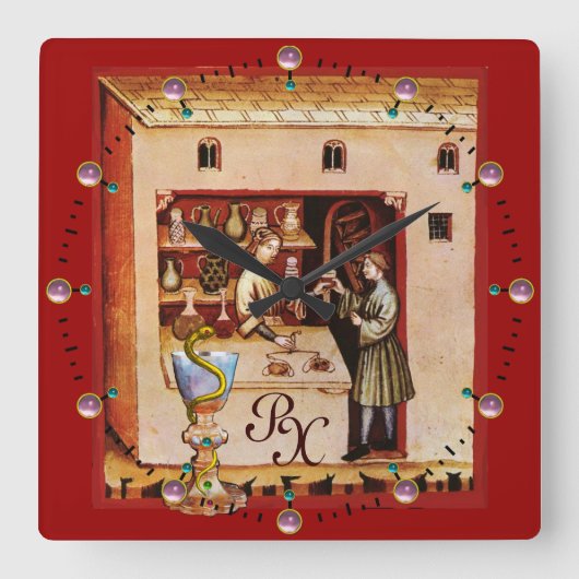 Horloge Carrée BOWL OF HYGEIA MONOGRAM Medicine, Pharmacie (Recto)