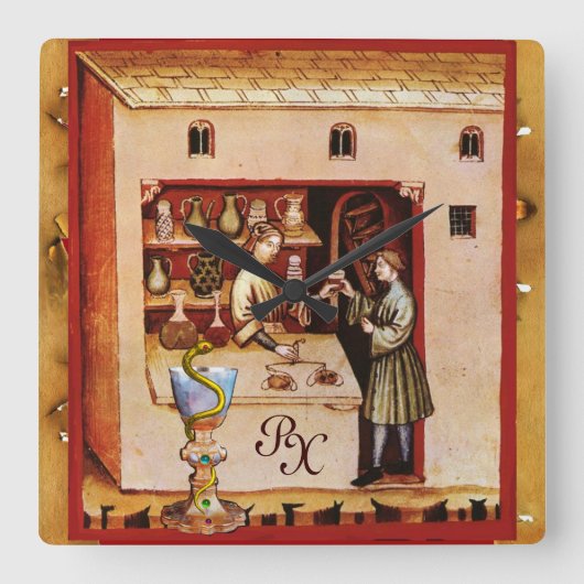 Horloge Carrée BOWL OF HYGEIA MONOGRAM Medicine, Pharmacie (Recto)