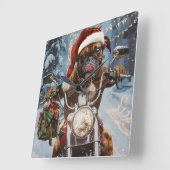 Horloge Carrée Boxer Chien équitation Moto Noël (Angle)
