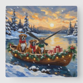 Horloge Carrée Boxer Christmas Boat Holiday (Recto)