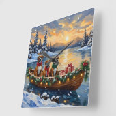 Horloge Carrée Boxer Christmas Boat Holiday (Angle)