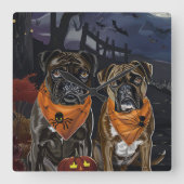 Horloge Carrée Boxer Halloween Épouvantable (Recto)
