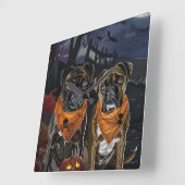 Horloge Carrée Boxer Halloween Épouvantable (Angle)