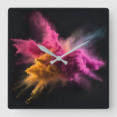 Horloge Carrée Bras en poudre rose et orange (Recto)