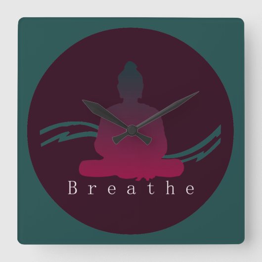 Horloge Carrée "Breathe" Beautiful Bouddha. (Recto)