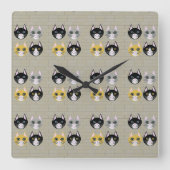 Horloge Carrée Brick de chats (Recto)