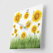 Horloge Carrée Bright Beautiful and Elegant Sunflower (Angle)