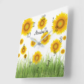 Horloge Carrée Bright Beautiful and Elegant Sunflower (Angle)