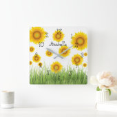 Horloge Carrée Bright Beautiful and Elegant Sunflower (Maison)