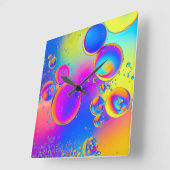 Horloge Carrée Bright Bubbles Liquid Art (Angle)