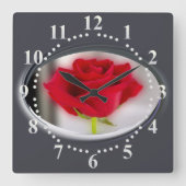 Horloge Carrée Bright red rose (Recto)
