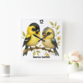 Horloge Carrée Brillant Goldfinch américain (Maison)