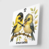 Horloge Carrée Brillant Goldfinch américain (Angle)