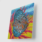 Horloge Carrée Brillant poisson tropical II (Angle)