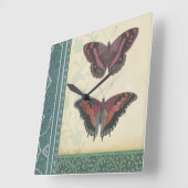 Horloge Carrée Brocard décoratif de papillon par le studio de (Angle)