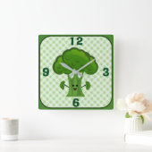 Horloge Carrée Brocoli vert heureux (Maison)