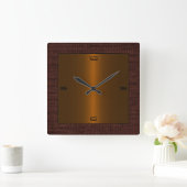 Horloge Carrée Bronze Acier Inoxydable Moderne Bordure Burlap (Maison)