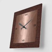 Horloge Carrée Bronze Stainless Steel Modern Burlap Border (Angle)