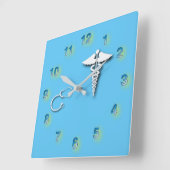 Horloge Carrée Brosse à dents dentiste 🦷 stéthoscope Caduceus (Angle)