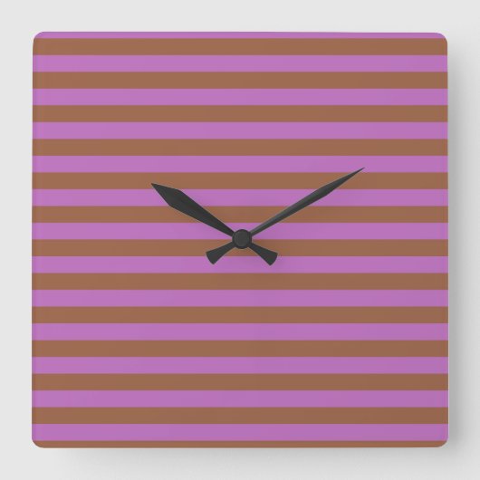 Horloge Carrée Brown and Purple Stripes (Recto)
