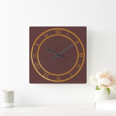 Horloge Carrée Brown Arrière - plan numérique simple (Maison)