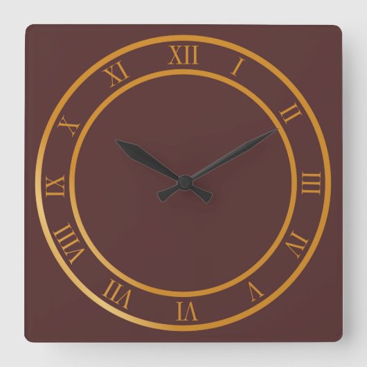 Horloge Carrée Brown Arrière - plan numérique simple (Recto)