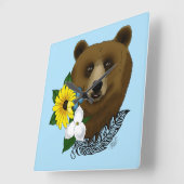 Horloge Carrée Brown bear (Angle)