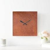 Horloge Carrée Brown leather (Maison)