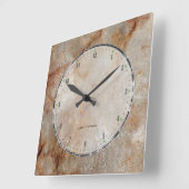 Horloge Carrée Brown réaliste Faux Marbre Pierre Motif 2a (Angle)