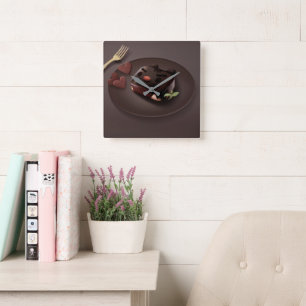Horloge Carrée Brownie au chocolat