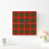 Horloge Carrée Bruce tartan rouge vert plaid (Maison)