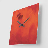 Horloge Carrée Brûlé Orange Persimmon Feuilles Abtract Automne (Angle)