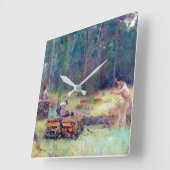 Horloge Carrée Brûleurs de charbon de bois Splitters Tom Roberts (Angle)