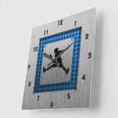 Horloge Carrée Brushed aluminum look tennis (Angle)