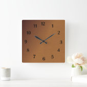Horloge Carrée Brushed Copper Look 2 Black Numbers (Maison)