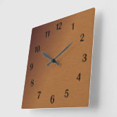 Horloge Carrée Brushed Copper Look 2 Black Numbers (Angle)