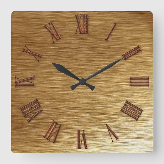 Horloge Carrée Brushed Gold Metal-look Wall Clock (Recto)